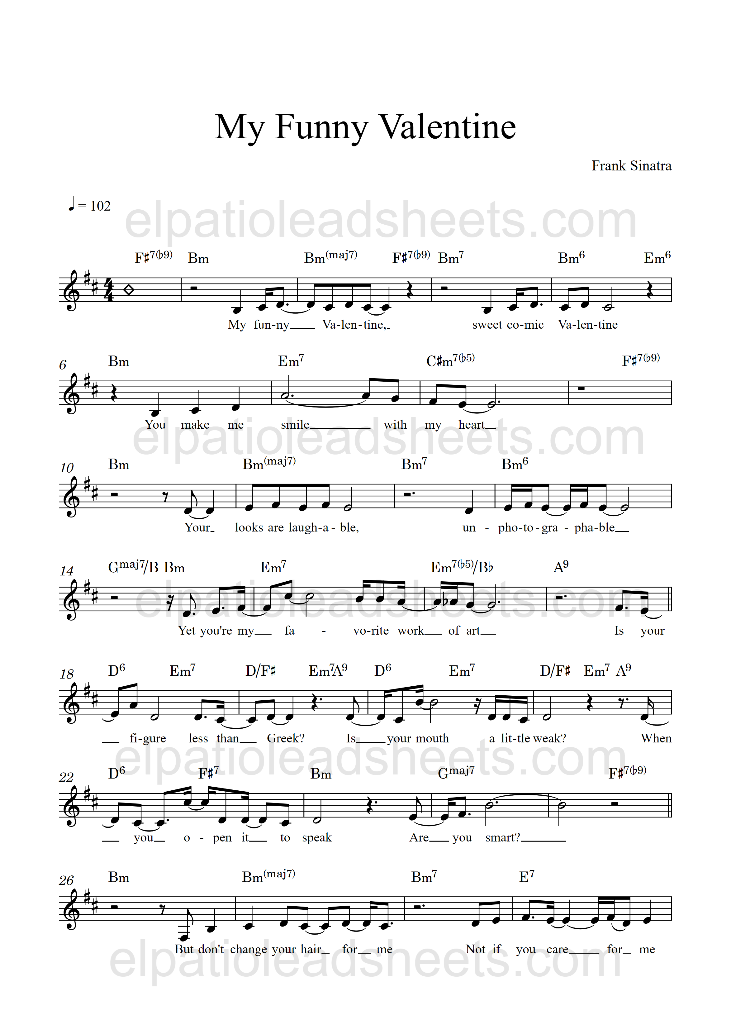 Jazz lead sheet sample