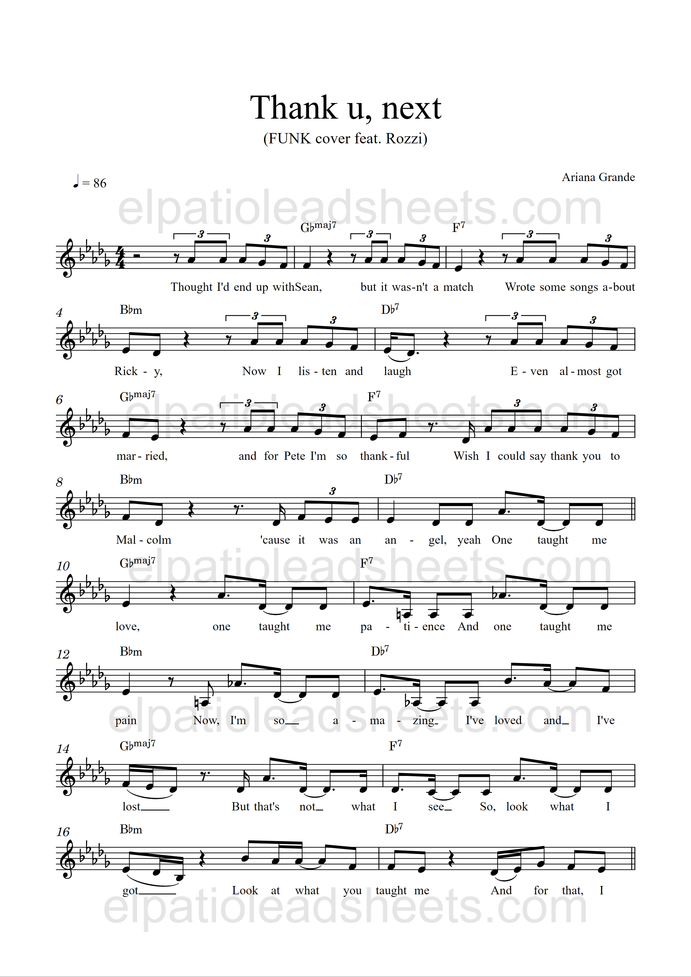 Pop lead sheet sample